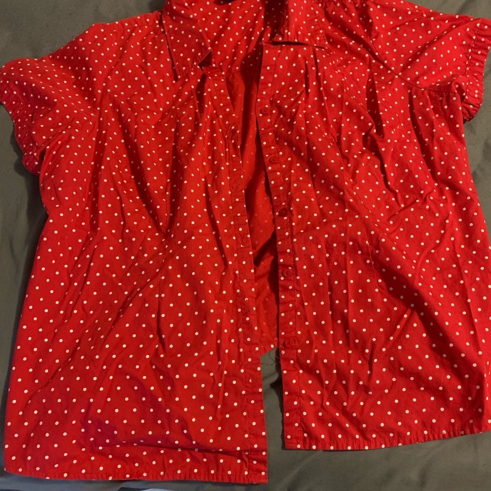 Basic Editions red polka dot blouse 2XL